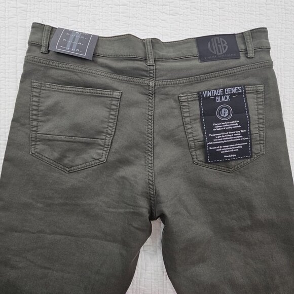 Vintage Genes Black Jeans Men's 36x32 Green French Terry Denim Stretch NWT NEW - Picture 12 of 16